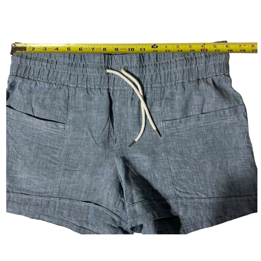 Athleta Womens Cabo 4" Linen Shorts Size 14 Blue Drawstring With Pockets‎ - Picture 8 of 12